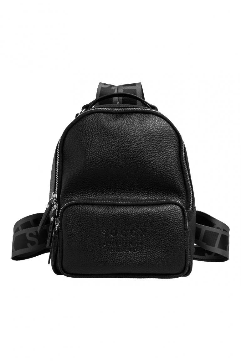 Kleiner Rucksack aus Lederimitat mit Logo-Riemen black
