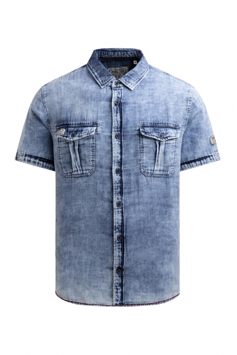 Kurzarmhemd im Denim Vintage Look light blue