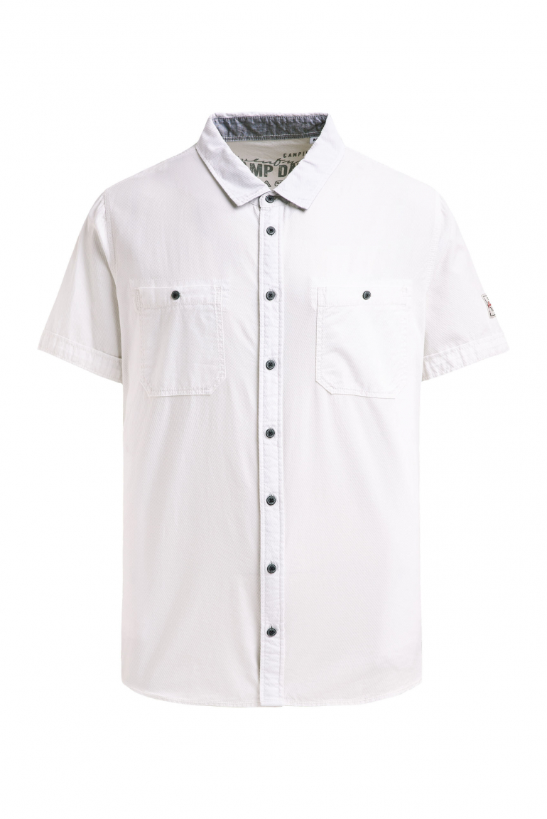 Kurzarmhemd mit diagonaler Dobby-Struktur offwhite