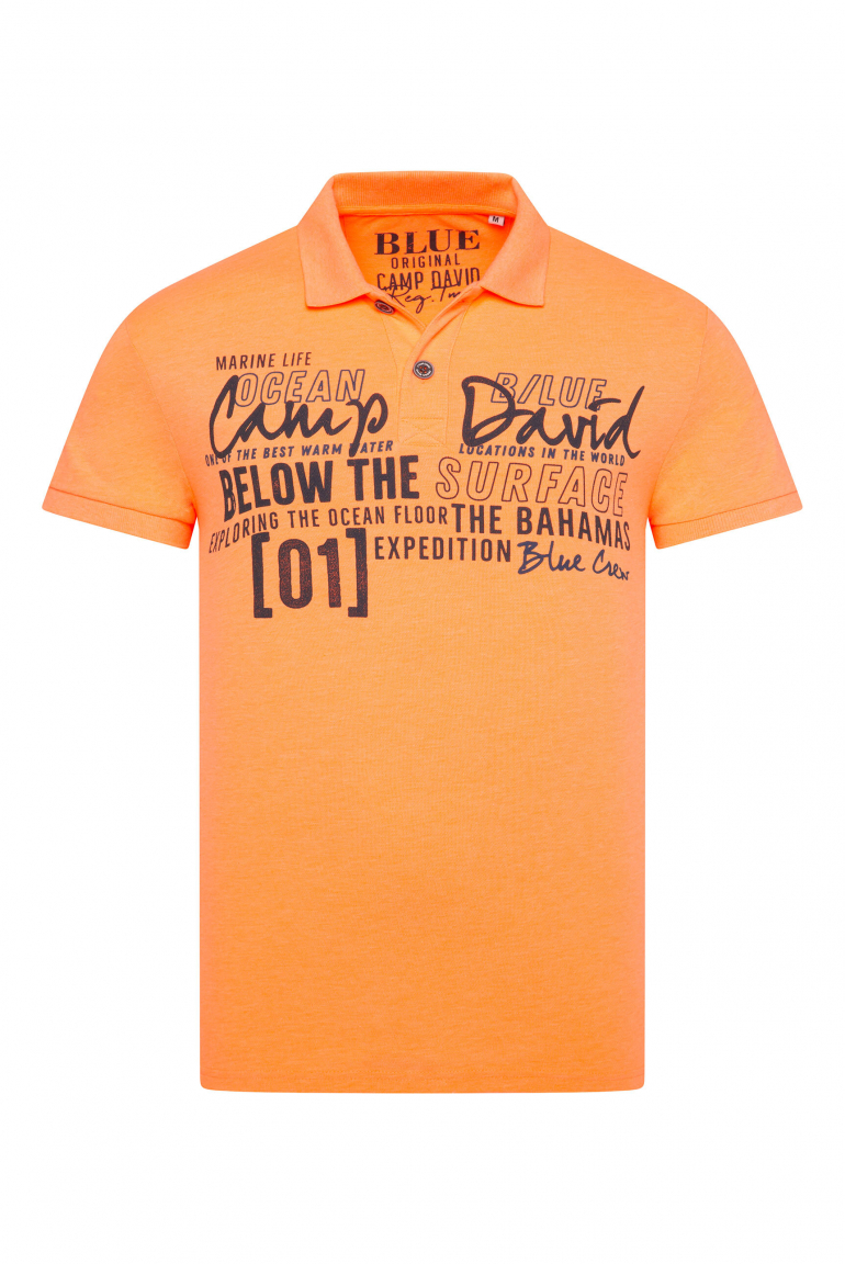 Kurzarmpolo aus Pikee mit Logo Artwork sunrise neon