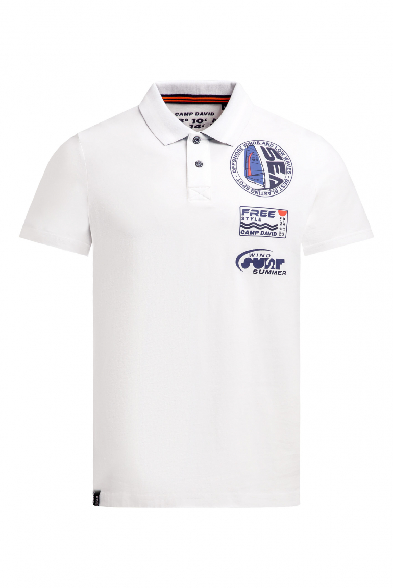 Kurzarmpolo mit Rücken-Print ivory