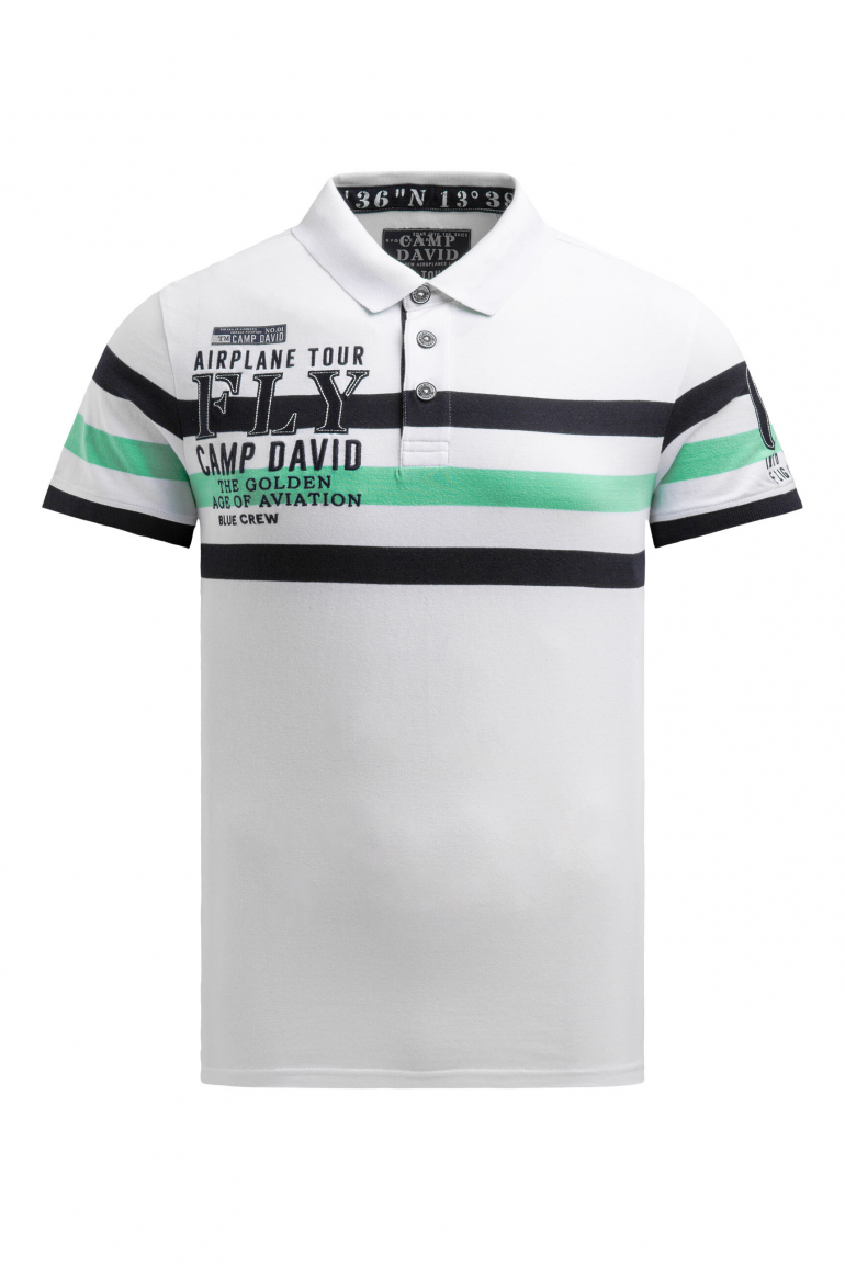 Kurzarmpolo mit Streifen-Design und Artworks opticwhite