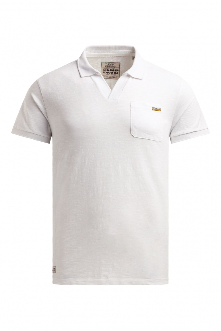 Kurzarmpolo mit V-Neck und Back-Print ivory