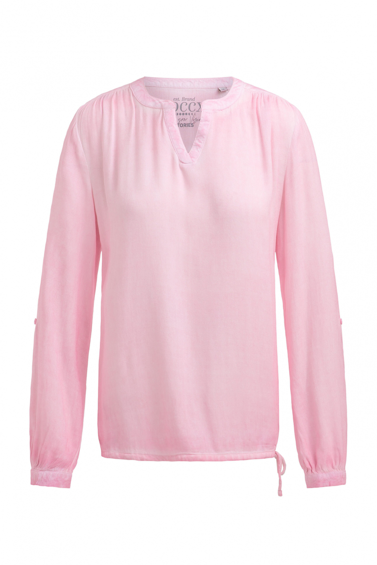 Langarmbluse aus Viskose-Crêpe mit Rücken-Artwork smooth rose