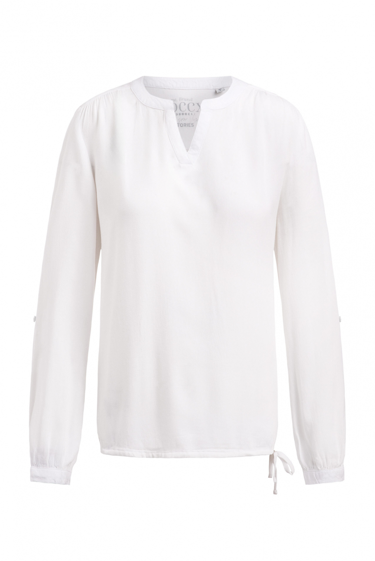 Langarmbluse aus Viskose-Crêpe mit Rücken-Artwork opticwhite