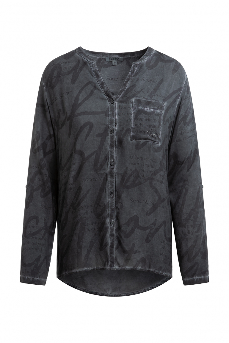 Langarmbluse mit All Over Print lunar grey