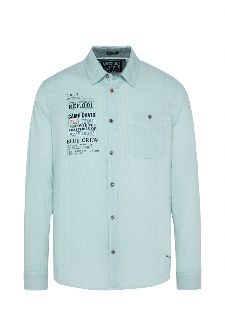 Langarmhemd mit Webstruktur sea mint