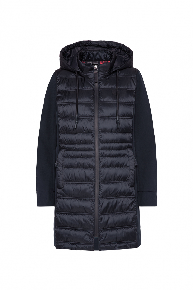 Lange Softshelljacke mit Stepp-Partien blue navy