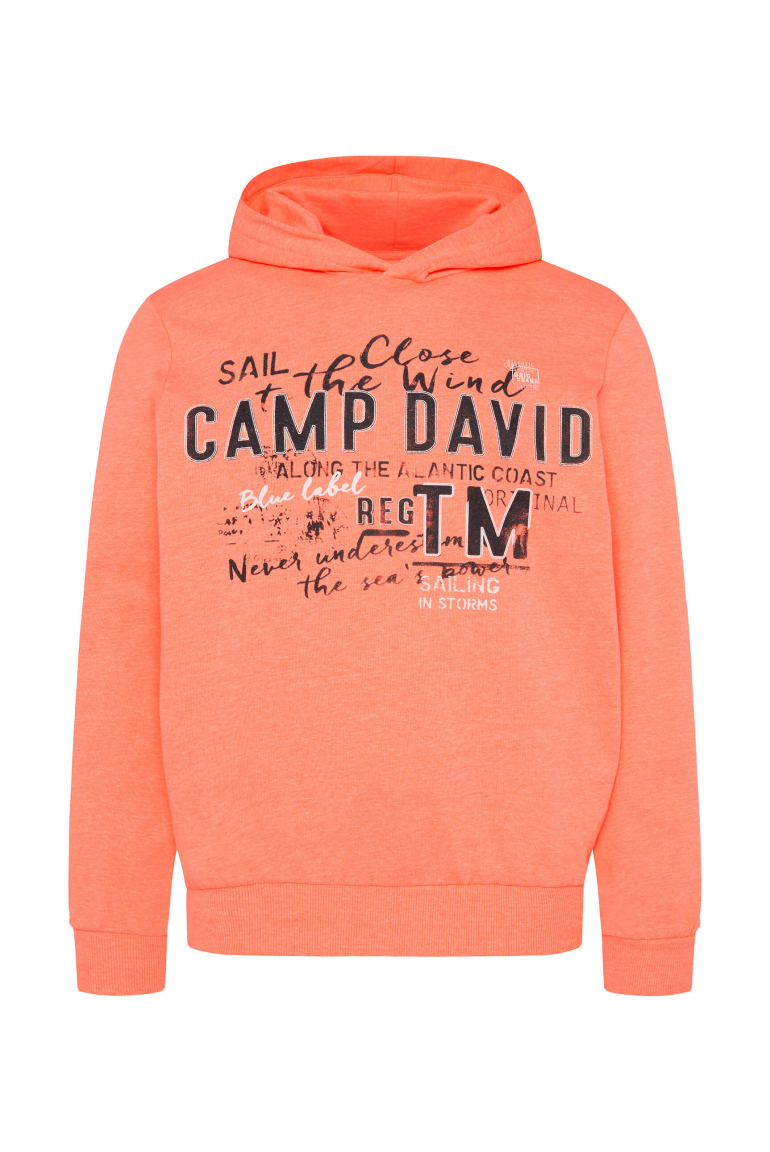 Leichter Hoodie mit Label Print neon orange