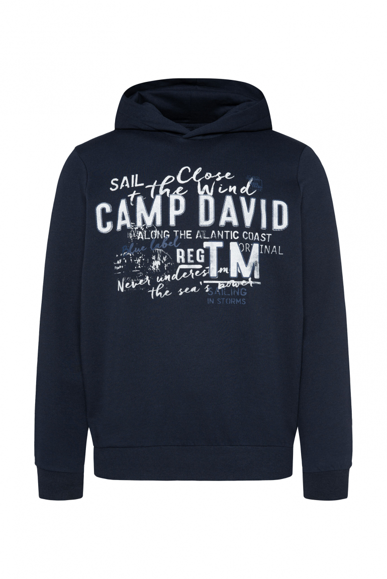Leichter Hoodie mit Label Print blue navy