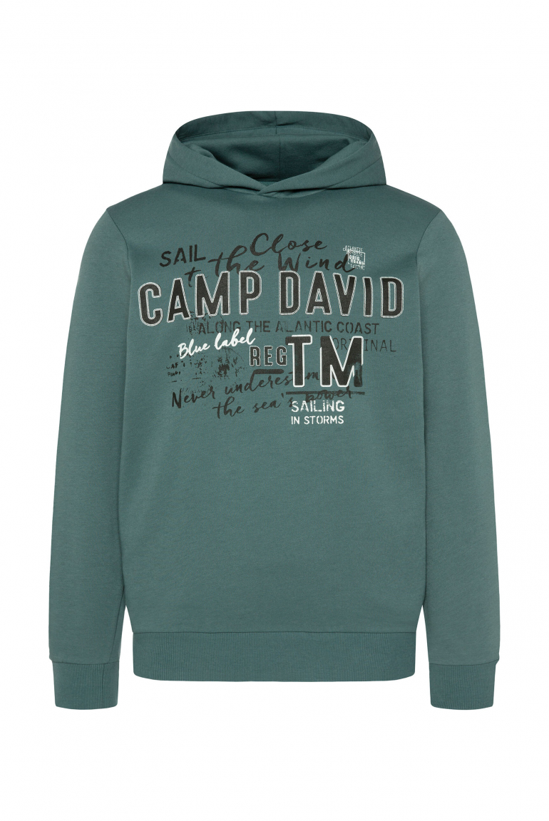 Leichter Hoodie mit Label Print dark sage