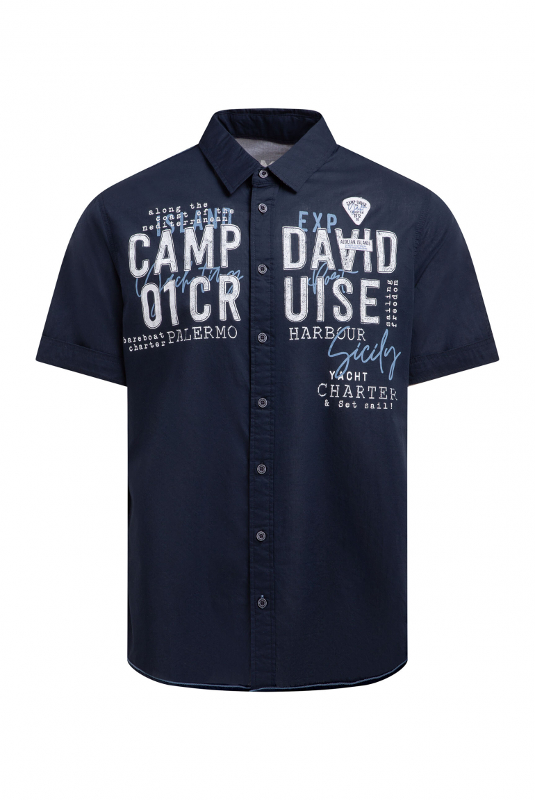 Leichtes Kurzarmhemd mit Logo Artwork blue navy