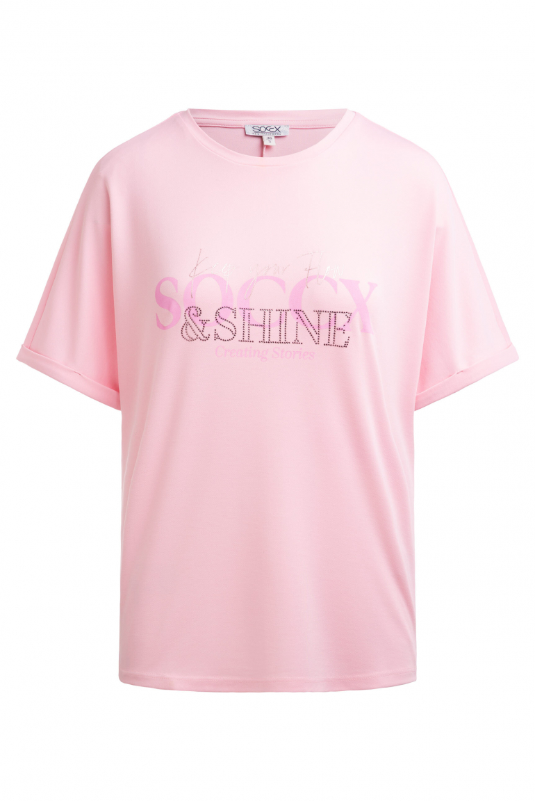 Logo T-Shirt mit Schmucksteinen smooth rose