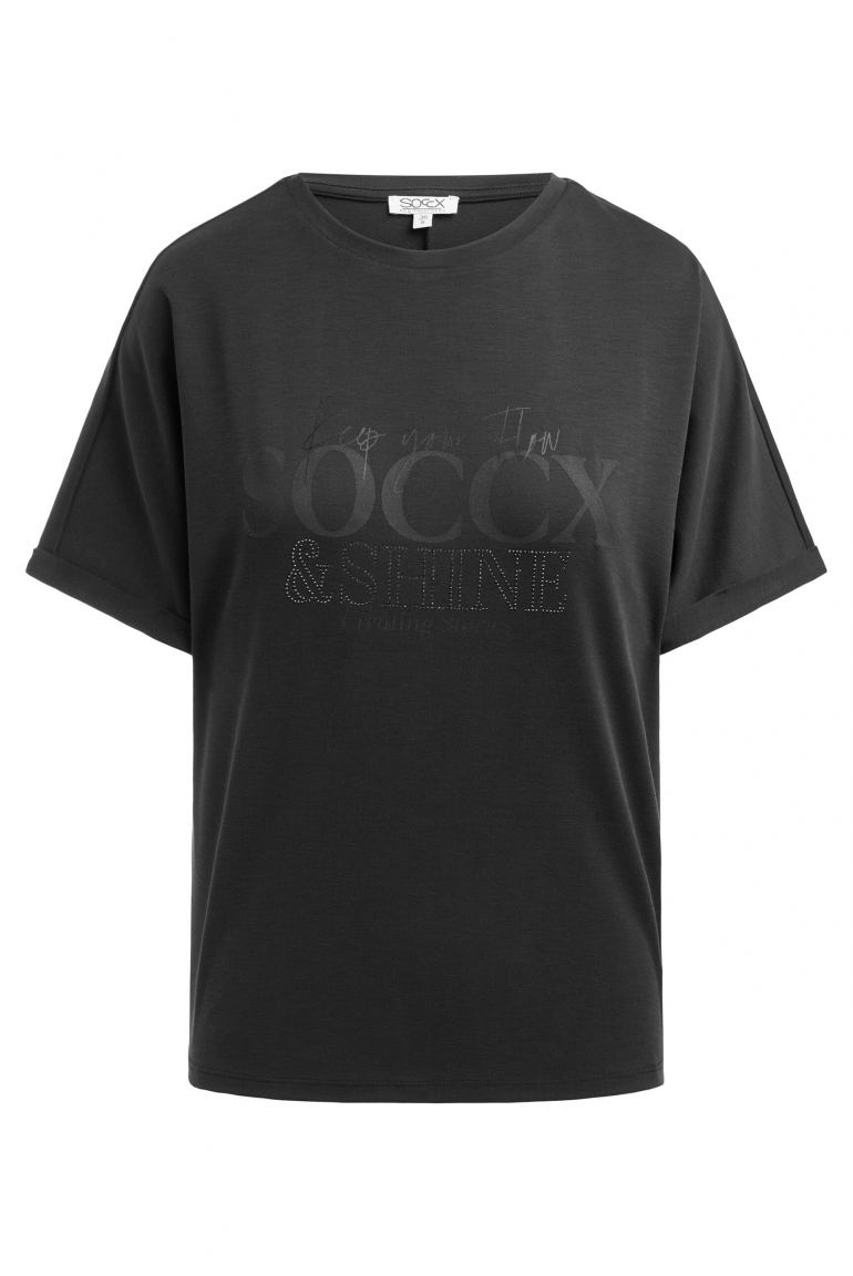 Logo T-Shirt mit Schmucksteinen black