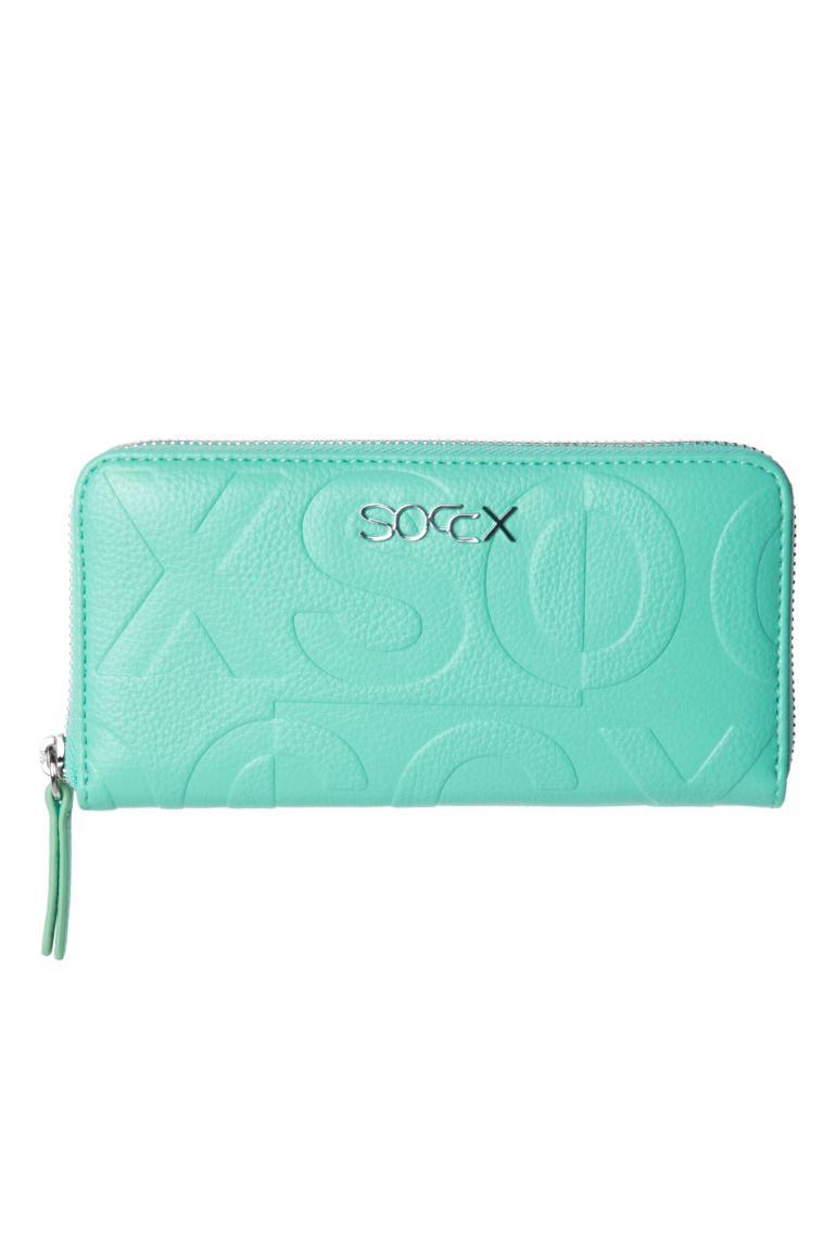 Longbörse mit All-Over-Logo-Prägung misty mint