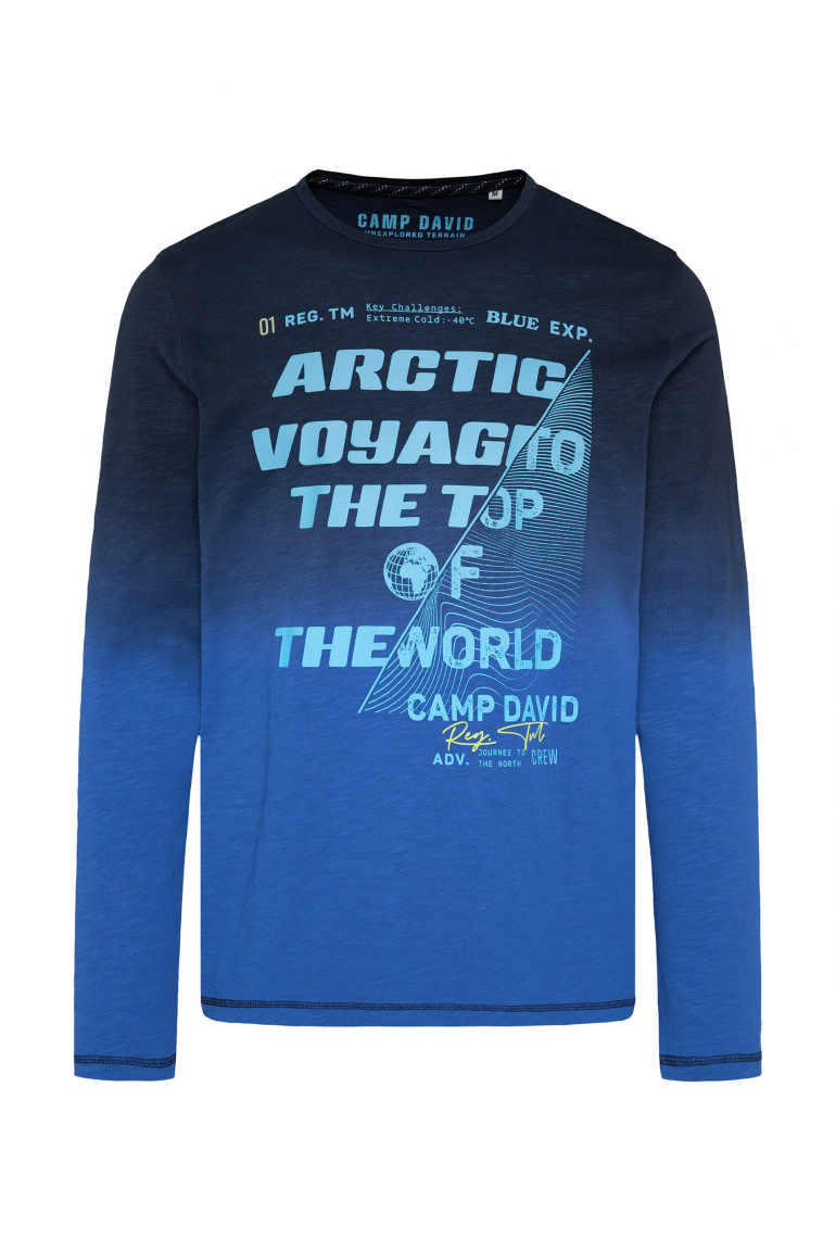 Longsleeve Dip Dye mit Label Prints flight blue