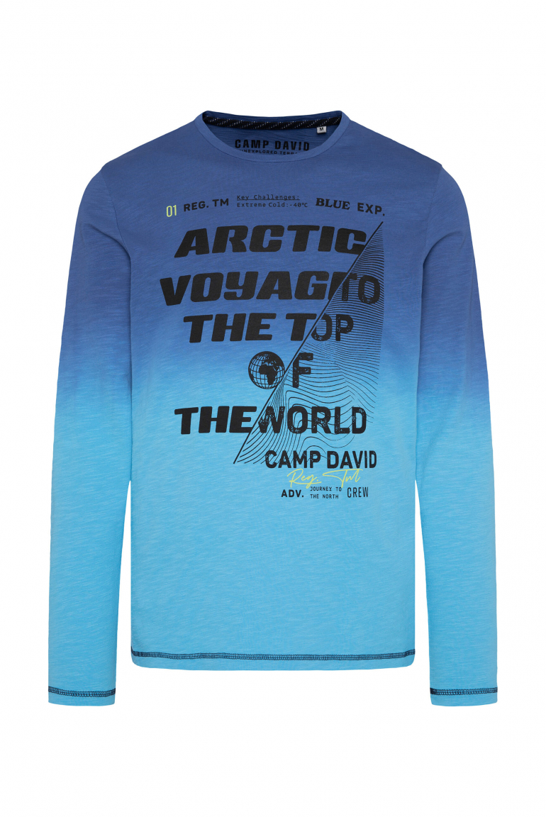 Longsleeve Dip Dye mit Label Prints power blue