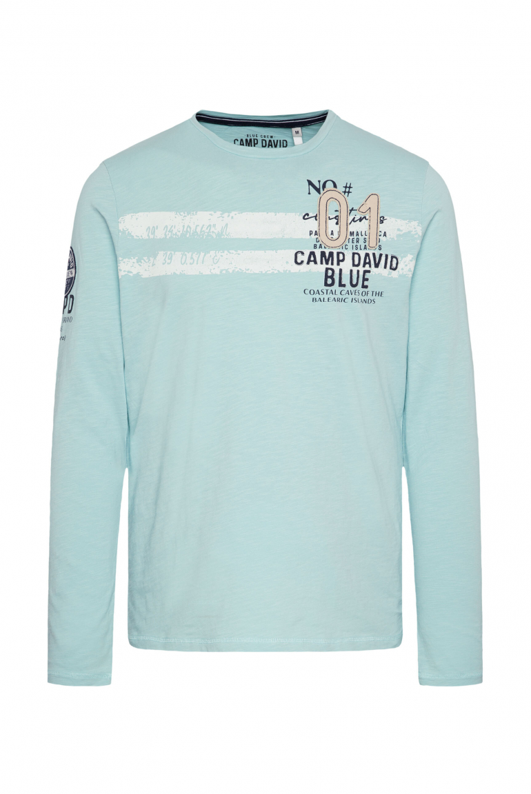 Longsleeve mit Label-Applikationen sea mint