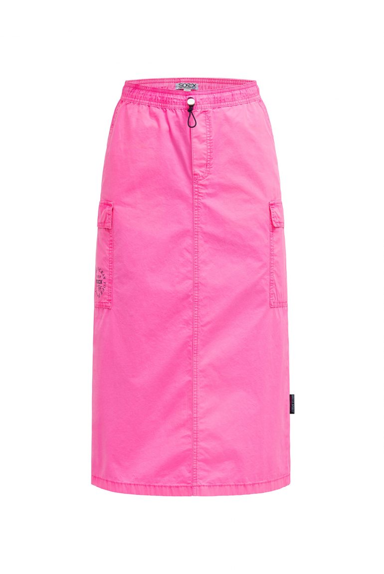 Midirock im Cargo-Stil mit Elastikbund neon magenta