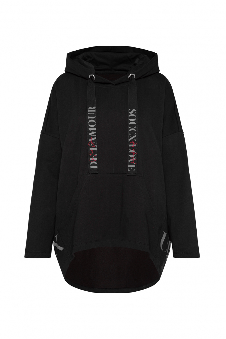 Oversized Hoodie mit Logo Print black
