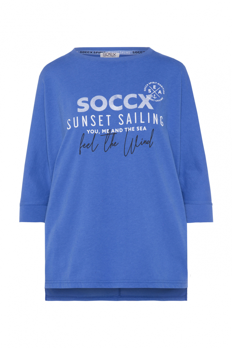 Oversized-Shirt mit Fledermausärmeln und Print vividblue