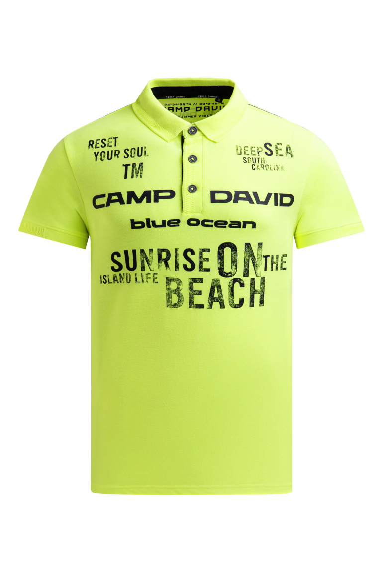 Pikee-Polo Kurzarm mit Rubber Prints neon lime