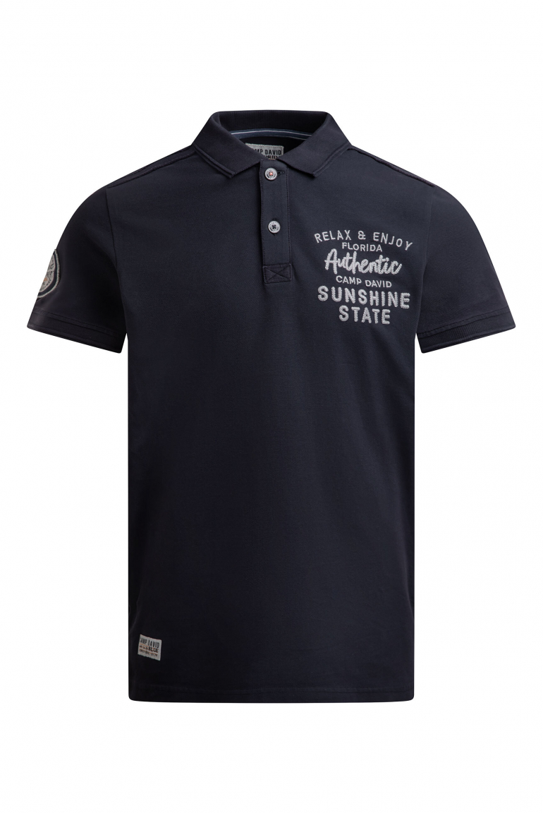 Pikee-Polo Kurzarm mit Rücken-Stickerei blue navy