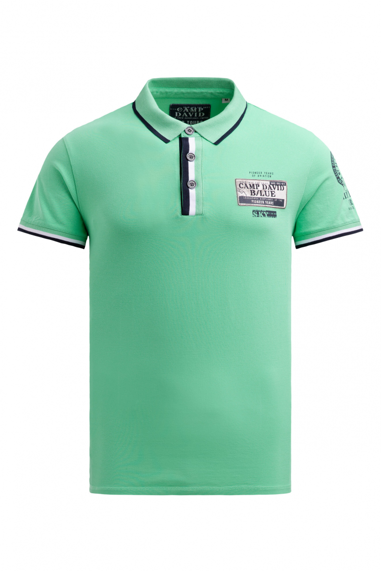 Pikee-Polo mit Prints und Patches flight green