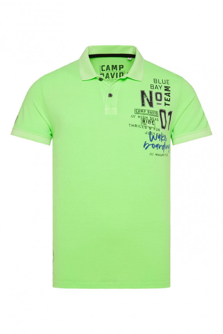 Poloshirt aus Pikee mit Label Prints neon green