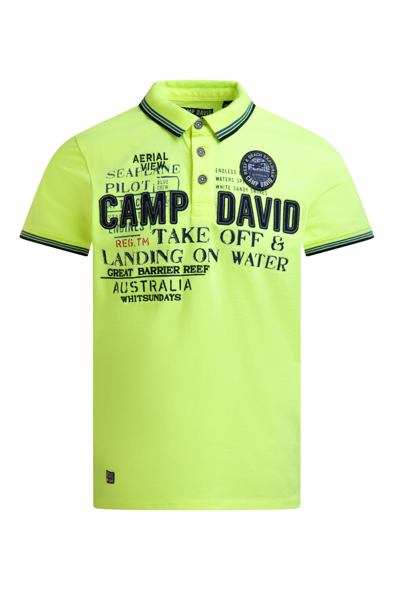 Poloshirt Kurzarm mit Logo-Applikationen neon lime