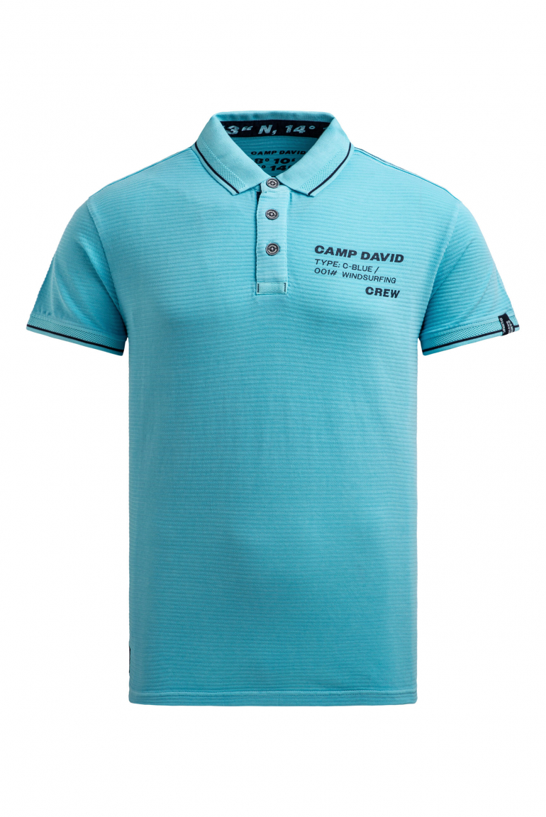 Poloshirt Kurzarm mit Struktur-Details aqua