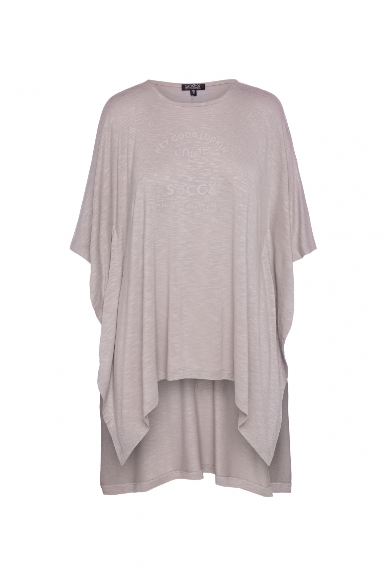 Poncho-Shirt mit tonigem Rubber Print pale sand