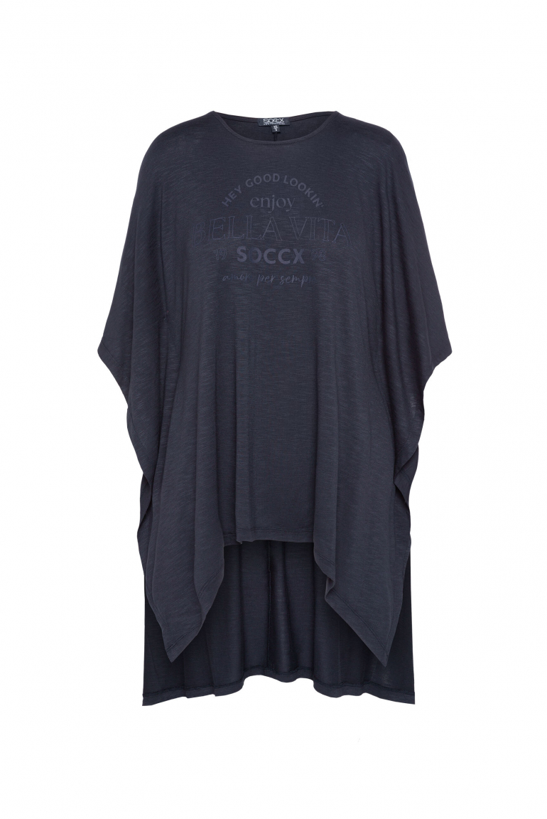 Poncho-Shirt mit tonigem Rubber Print deep sea