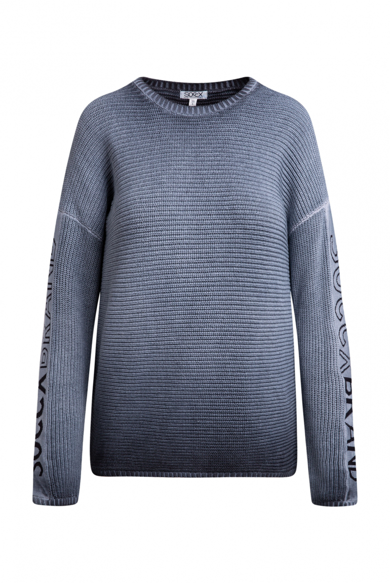 Pullover mit Intarsia-Design an den Ärmeln blue navy