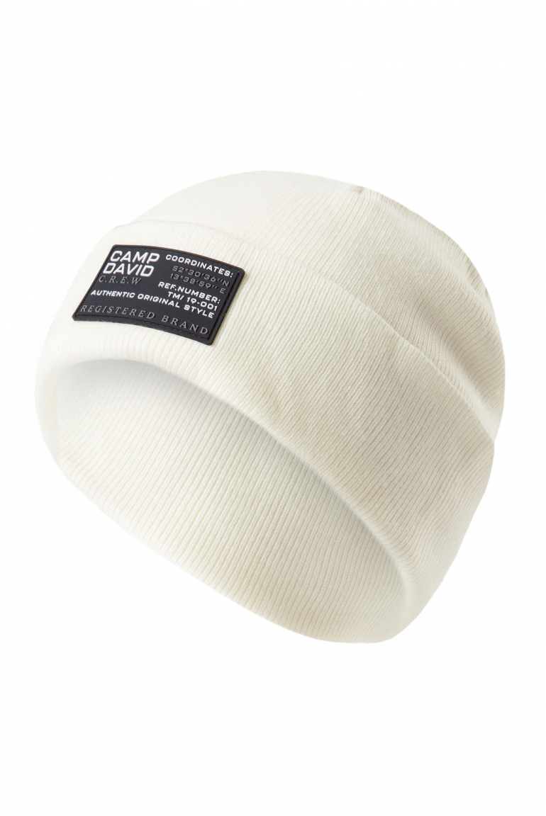 Rippstrickmütze mit Label Patch kitt