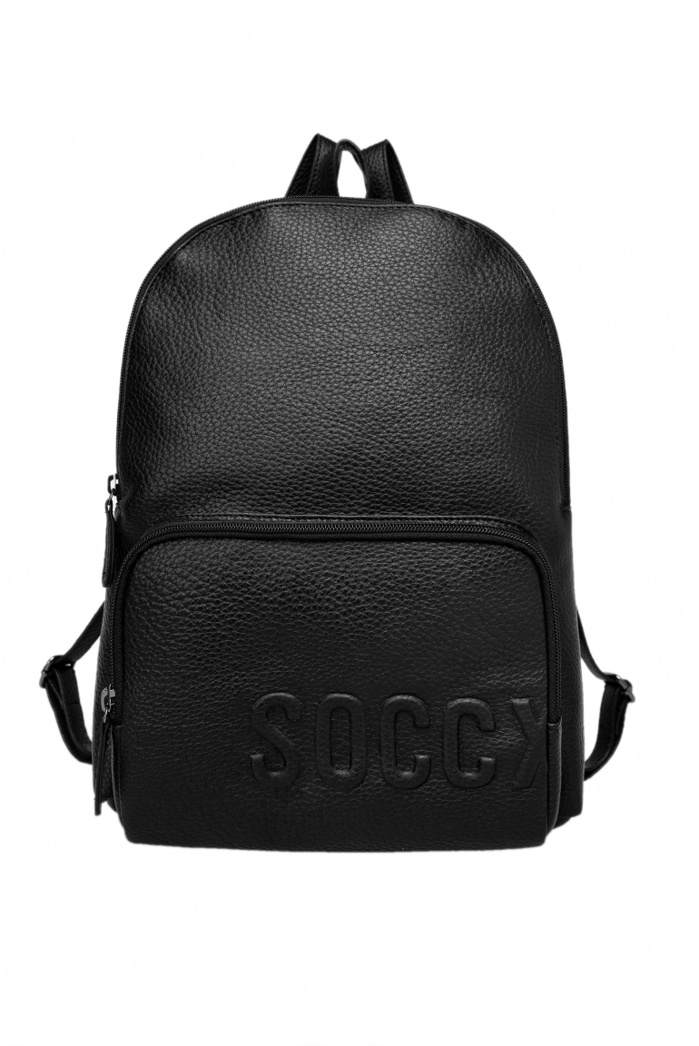 Rucksack aus genarbtem Lederimitat mit Logo-Prägung black