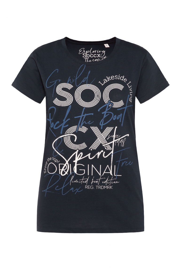 Rundhalsshirt mit Logo Print blue navy