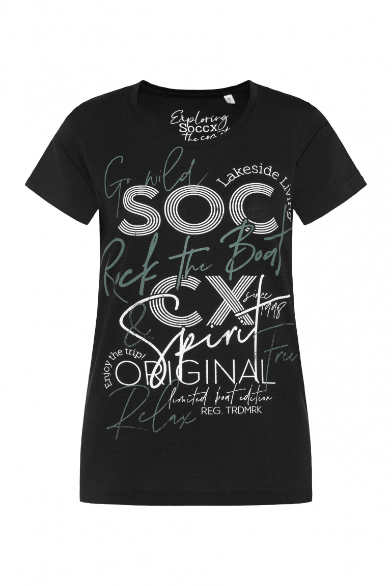 Rundhalsshirt mit Logo Print black