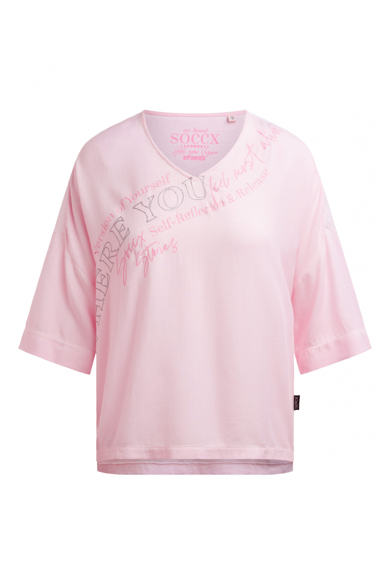 Shirt im Materialmix mit Folienprint smooth rose