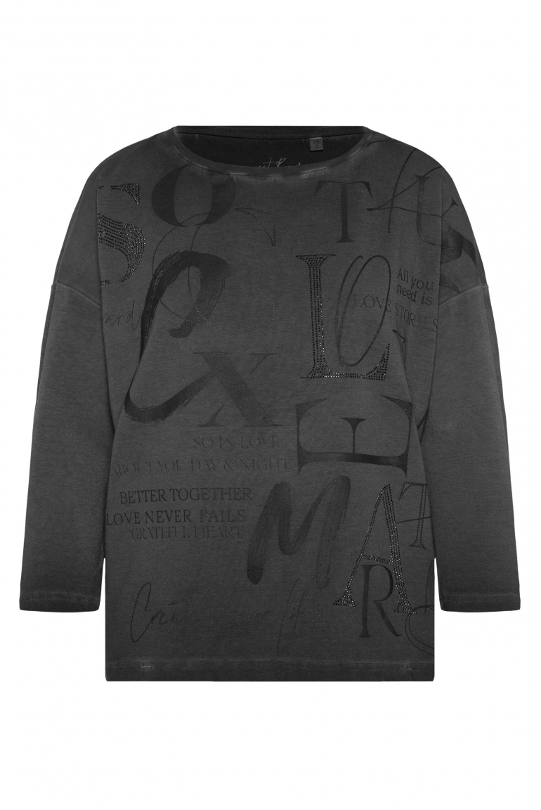 Shirt mit verkürzten Ärmeln und Artwork black