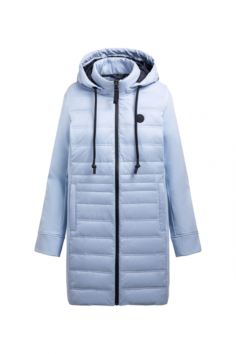 Softshell-Parka mit Kapuze im tonigen Materialmix cool blue