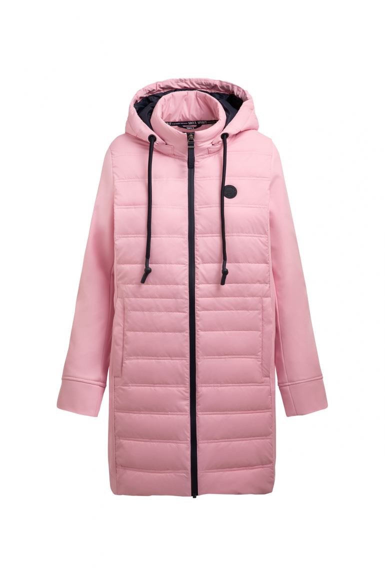 Softshell-Parka mit Kapuze im tonigen Materialmix french rose