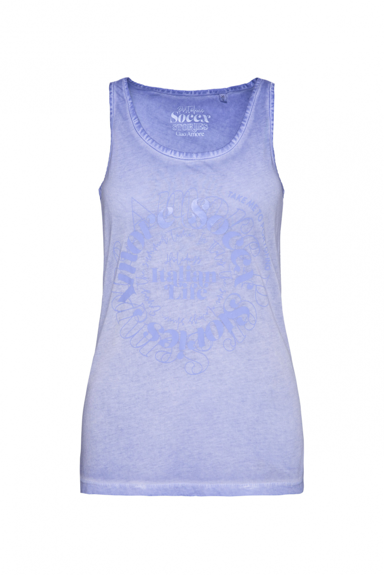 Sommertop Oil Dyed mit Print soft sky