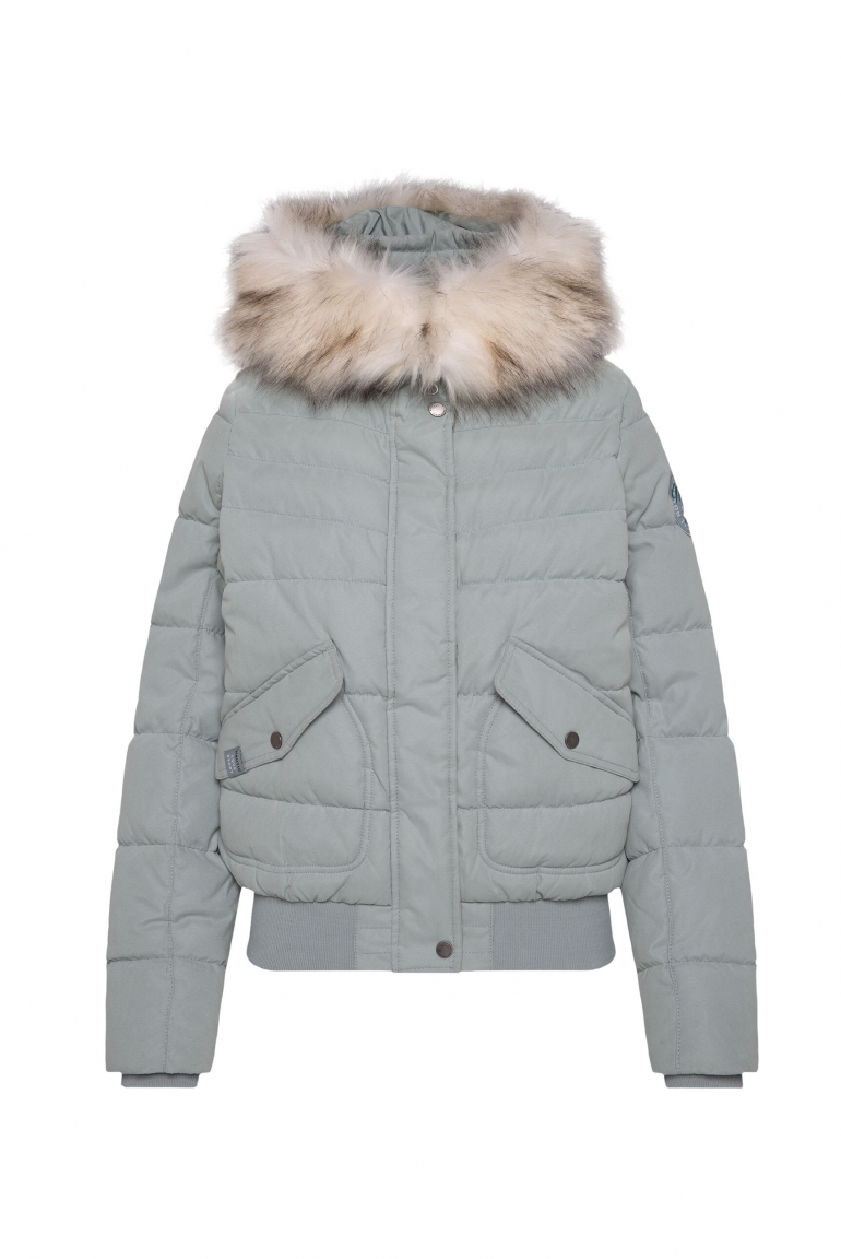 Stepp-Blouson mit Fake-Fur-Kapuze frosted lake