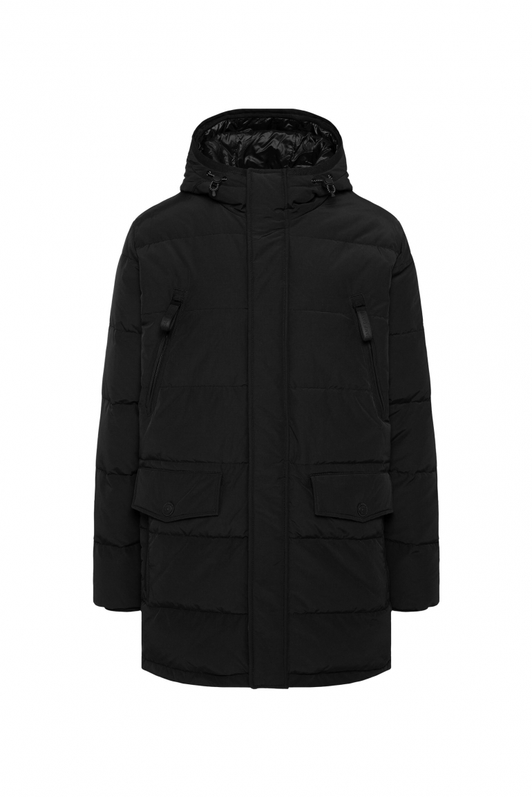 Stepp-Parka mit Kapuzen-Layering black