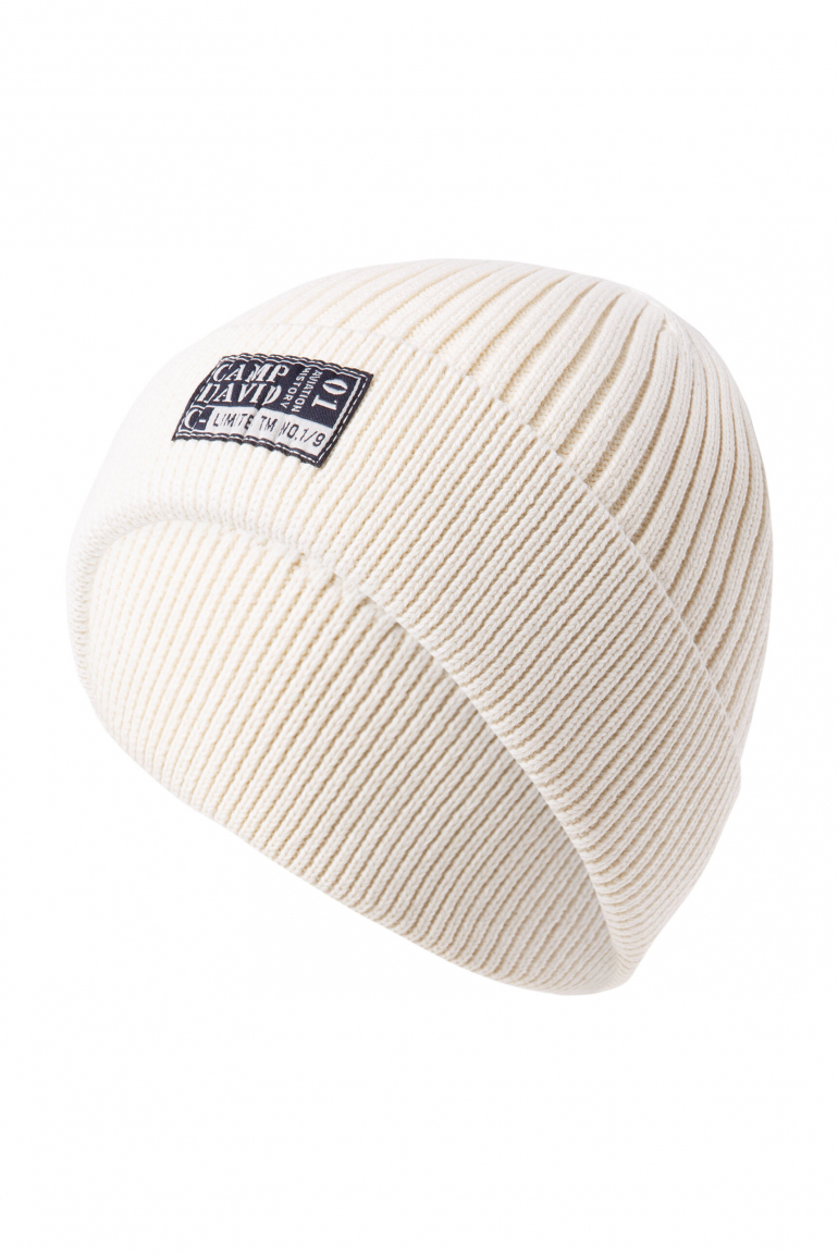 Strickmütze Stone Washed mit Label Patch kitt