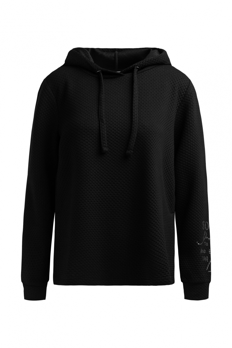 Strukturierter Hoodie mit Seitenschlitzen black