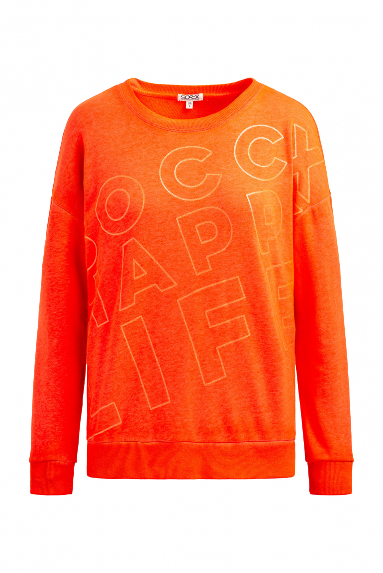 Sweatshirt mit Glitter Artwork neon orange