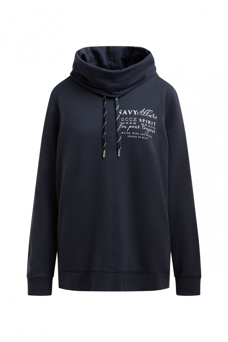 Sweatshirt mit hohem Kragen und Backprint blue navy
