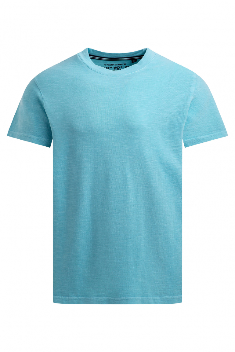 T-Shirt aus Slub-Pikee mit Back-Artwork aqua